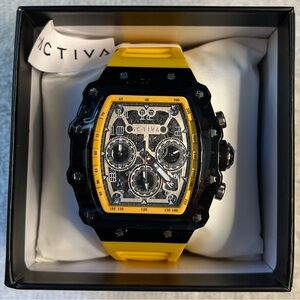 ActivaFury Invicta Men’s Watch-44.3mm MOD-ACW2305-021 Black&Yellow Skeleton(NWT)
